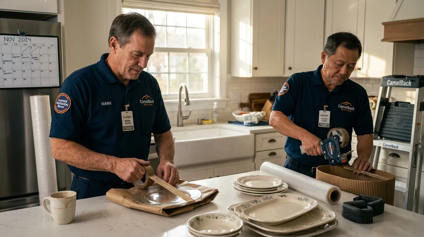 Professional crew packing kitchen dishware in Fairmont, WV